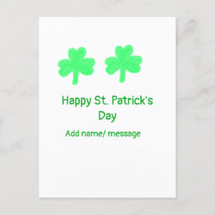Happy St. Patrick's day green Kleeblatt leaf add Postkarte