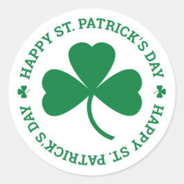 Happy St. Patrick's Day Green Kleeblatt Leaf Runder Aufkleber
