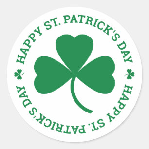 Happy St. Patrick's Day Green Kleeblatt Leaf Runder Aufkleber