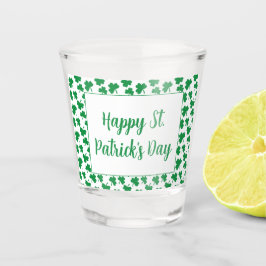 Happy St. Patricks Day Green Kleeblatt Muster Schnapsglas