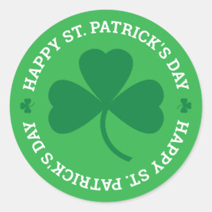 Happy St. Patrick's Day Green Kleeblatt Runder Aufkleber