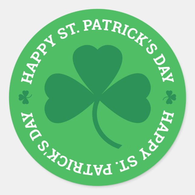 Happy St. Patrick's Day Green Kleeblatt Runder Aufkleber (Vorderseite)