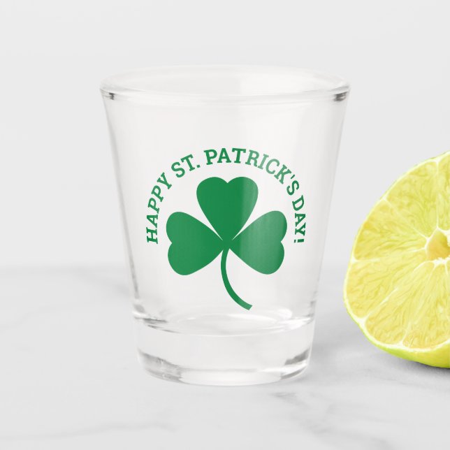 Happy St. Patrick's Day Green Kleeblatt Schnapsglas (Vorderseite)