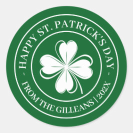 Happy St. Patrick's Day Green Kleeblatts Familie Runder Aufkleber
