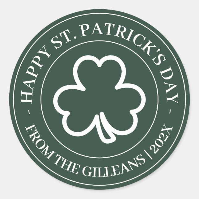 Happy St. Patrick's Day Green Kleeblatts Familie Runder Aufkleber (Vorderseite)