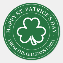 Happy St. Patrick's Day Green Kleeblatts Familie Runder Aufkleber
