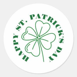 Happy St. Patrick's Day Green Kleeblatts Familie Runder Aufkleber