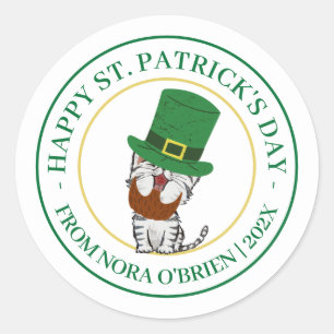Happy St. Patrick's Day Green Kleeblatts Familie Runder Aufkleber