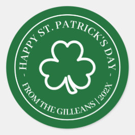 Happy St. Patrick's Day Green Kleeblatts Familie Runder Aufkleber