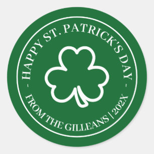 Happy St. Patrick's Day Green Kleeblatts Familie Runder Aufkleber