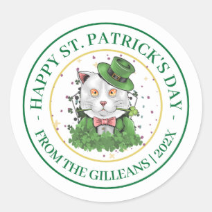 Happy St. Patrick's Day Green Kleeblatts Familie Runder Aufkleber