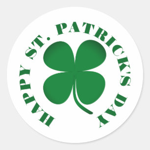 Happy St. Patrick's Day Green Kleeblatts Familie Runder Aufkleber