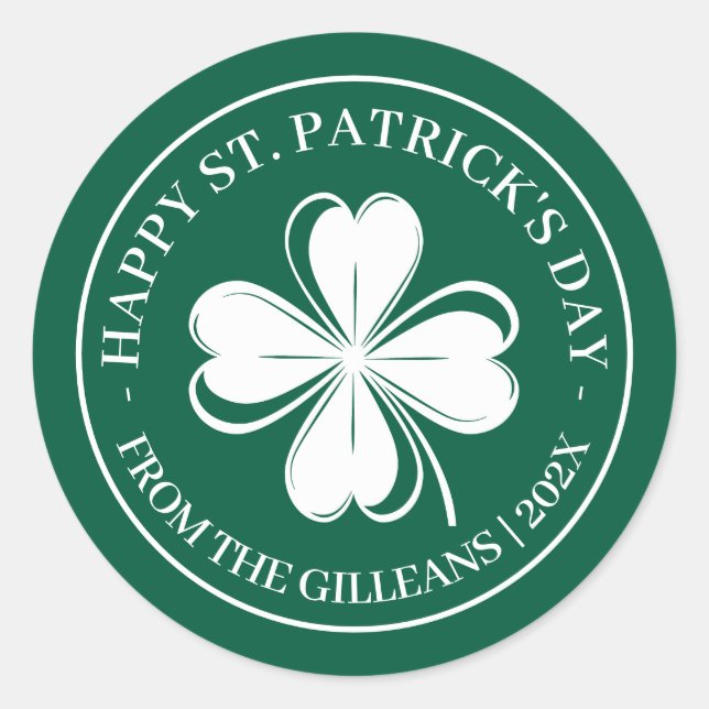 Happy St. Patrick's Day Green Kleeblatts Familie Runder Aufkleber (Vorderseite)