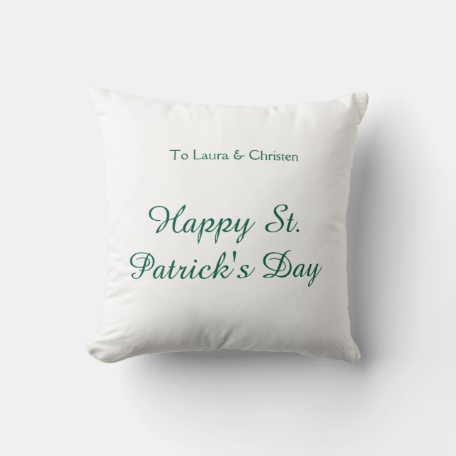 Happy St. Patrick's day green name date simple min Kissen (Vorderseite)