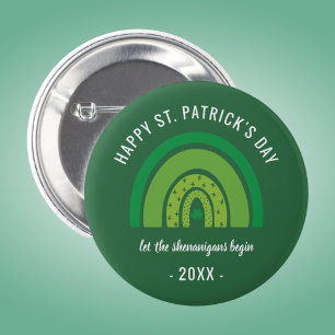 Happy St Patricks Day Green Rainbow Irish Kleeblat Button