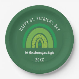 Happy St Patricks Day Green Rainbow Irish Kleeblat Pappteller