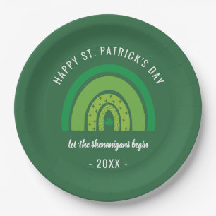 Happy St Patricks Day Green Rainbow Irish Kleeblat Pappteller