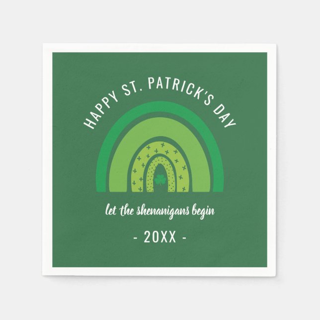 Happy St Patricks Day Green Rainbow Irish Kleeblat Serviette (Vorderseite)