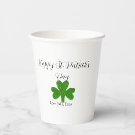 Happy St. Patrick's day green shamrock name  Pappbecher