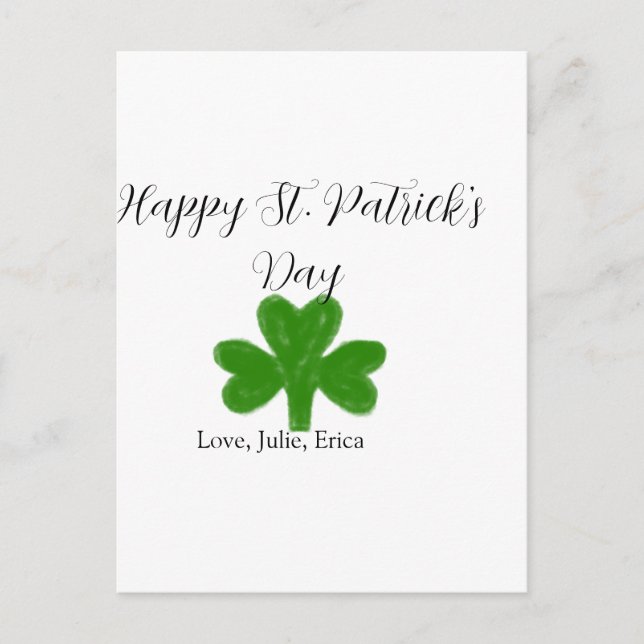 Happy St. Patrick's day green shamrock name  Postkarte (Vorderseite)