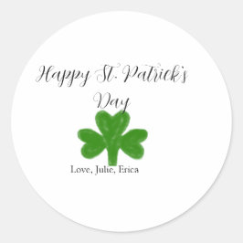 Happy St. Patrick's day green shamrock name  Runder Aufkleber
