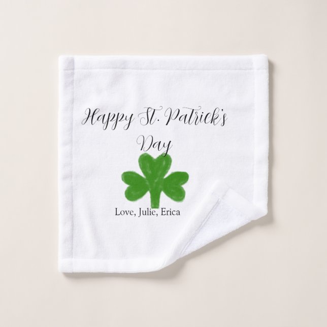 Happy St. Patrick's day green shamrock name  Waschlappen (Waschlappen)