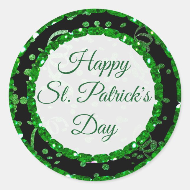 Happy St Patrick's Day Green Stickers noir (Devant)