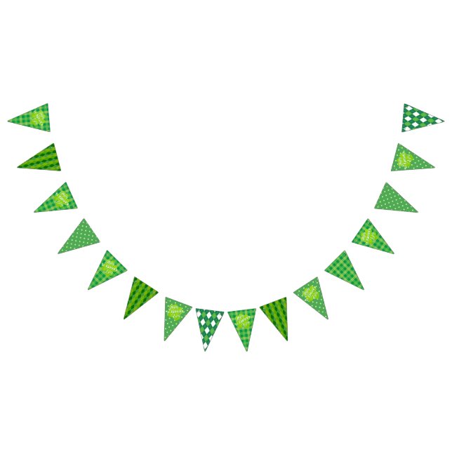 Happy St. Patrick's Day Green Tartan Lucky Clover Wimpelkette (Alle)