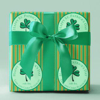 Happy St Patrick's Day Green und Orange Kids Geschenkpapier