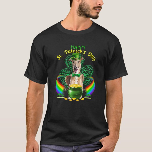 Happy St Patricks Day Greyhound Leprechaun Hat Sha T-Shirt (Vorderseite)