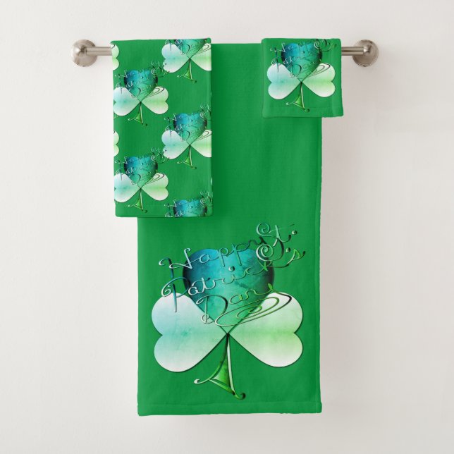 "Happy St. Patrick's Day" Handschrift Badhandtuch Set (Insitu)