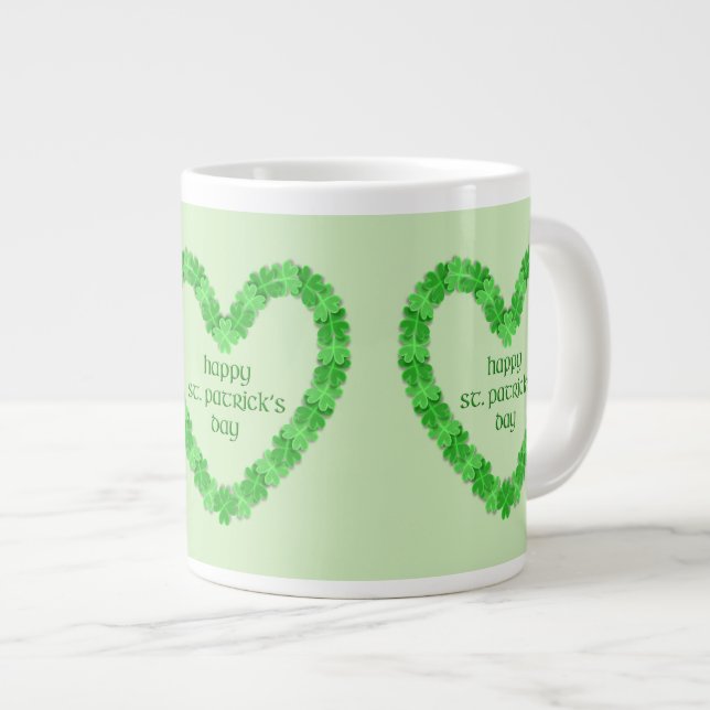 Happy St. Patricks Day Heart Jumbo-Tasse (Vorderseite Rechts)