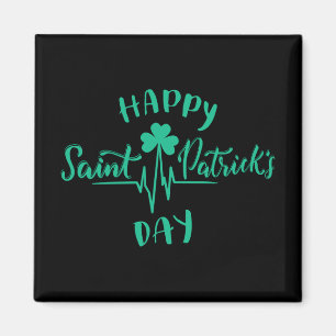 Happy St Patricks Day Heartbeat Puls Kleeblatt Magnet
