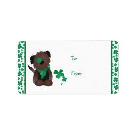 Happy St Patricks Day Hund Vierblättriges Kleeblat Adressaufkleber