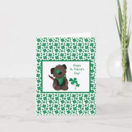 Happy St Patricks Day Hund Vierblättriges Kleeblat Karte