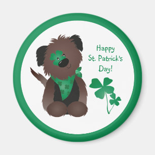 Happy St Patricks Day Hund Vierblättriges Kleeblat Magnet