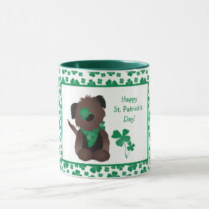 Happy St Patricks Day Hund Vierblättriges Kleeblat Tasse