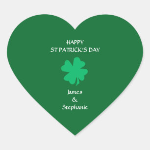 Happy St Patrick's Day Individuelle Name Green Kle Herz-Aufkleber