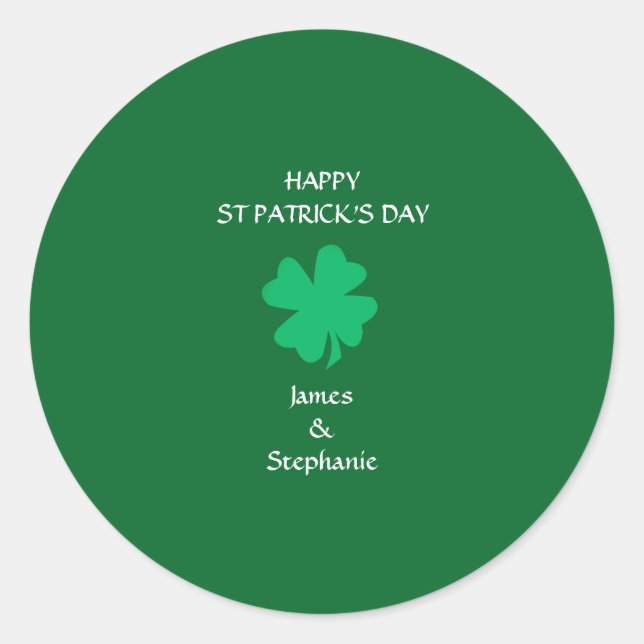 Happy St Patrick's Day Individuelle Name Green Kle Runder Aufkleber (Vorderseite)