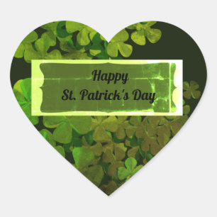 Happy St.Patrick's Day,irische Kleeblätter Herz-Aufkleber