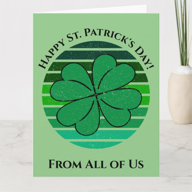 Happy St. Patrick's Day Irish 4 Leaf Clover Retro Karte (Vorderseite)