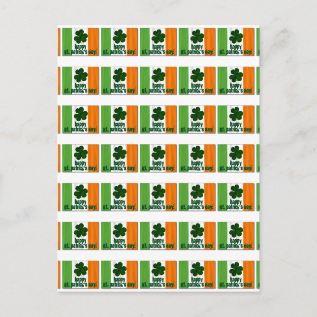 Happy St. Patrick's Day, Irish Flag Color Ireland Postkarte (Vorderseite)