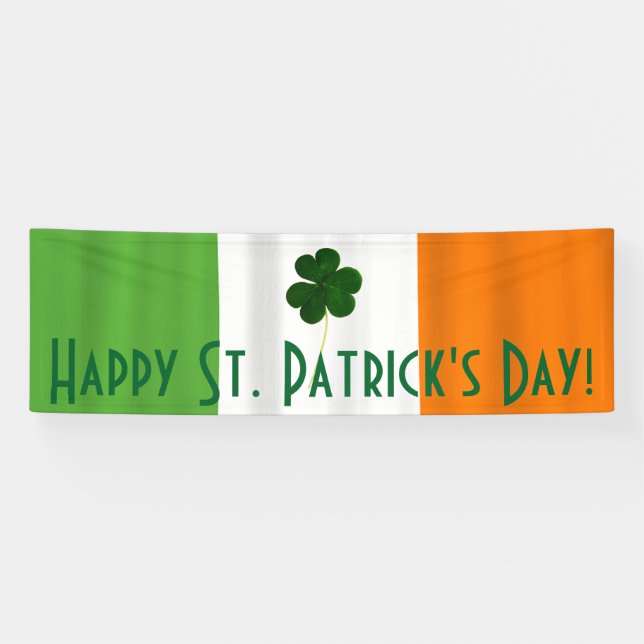Happy St. Patrick's Day Irish Flag Kleeblatt Banne Banner (Horizontal)