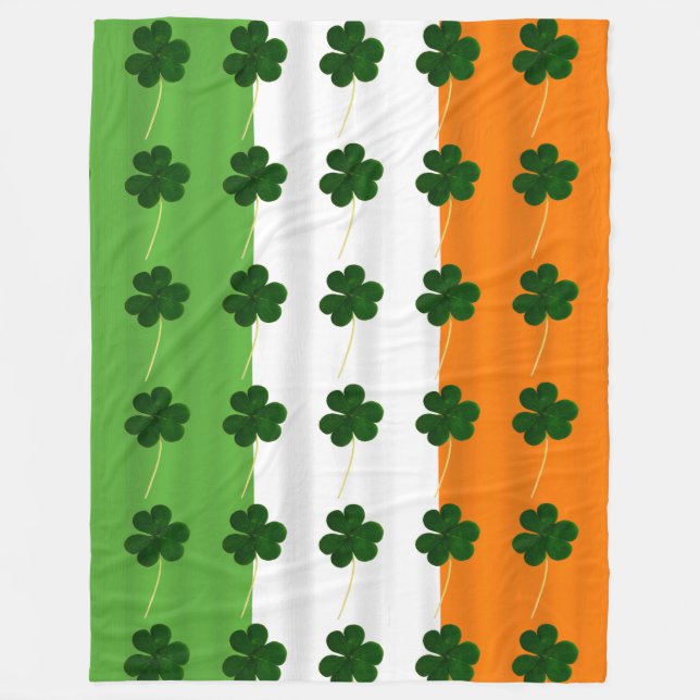 Happy St. Patrick's Day Irish Flag Kleeblatt Clove Fleecedecke (Vorderseite)