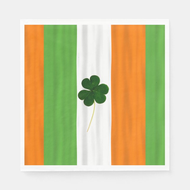 Happy St. Patrick's Day Irish Flag Kleeblatt Paddy Serviette (Vorderseite)