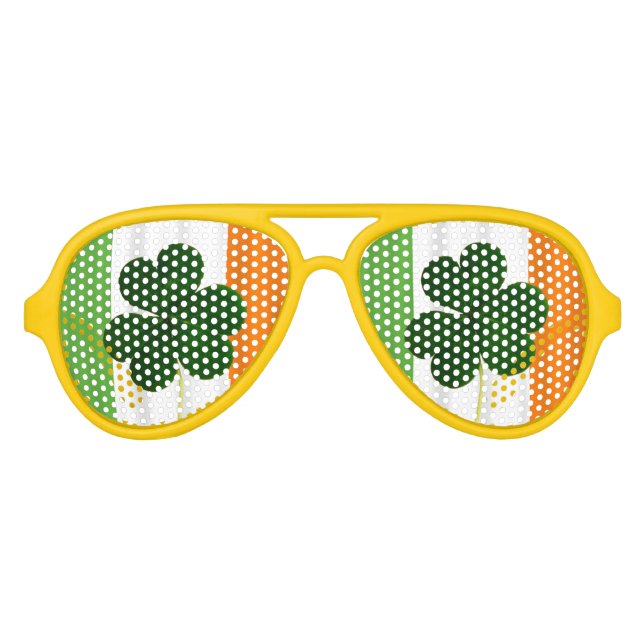 Happy St. Patrick's Day Irish Flag Kleeblatt Paddy Sonnenbrille (Vorderseite)