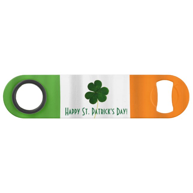 Happy St. Patrick's Day Irish Flag Kleeblatt Paddy Speedflaschenöffner (Rückseite Horizontal)