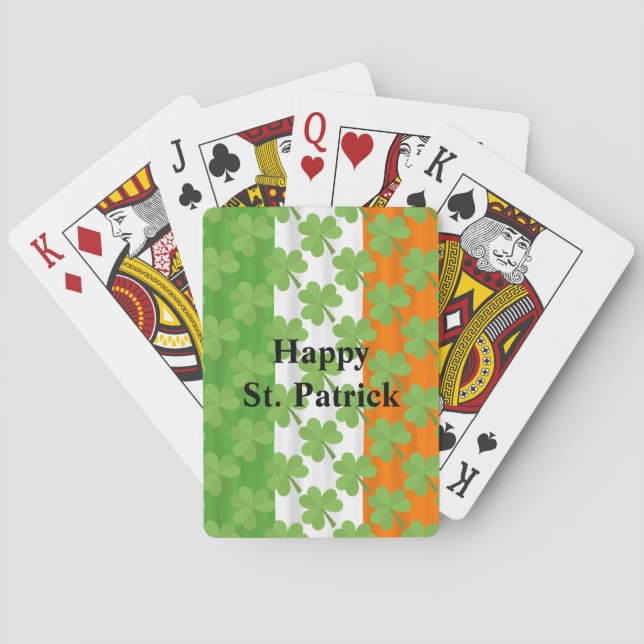 Happy St. Patrick's Day Irish Flag Kleeblatt Paddy Spielkarten (Rückseite)
