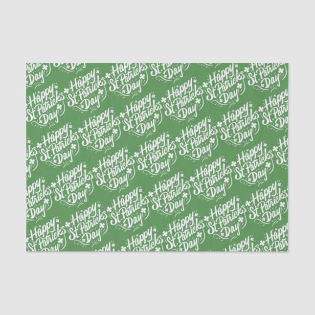Happy St Patricks Day Irish Green Kleeblatt Custom Seidenpapier (Vorderseite)