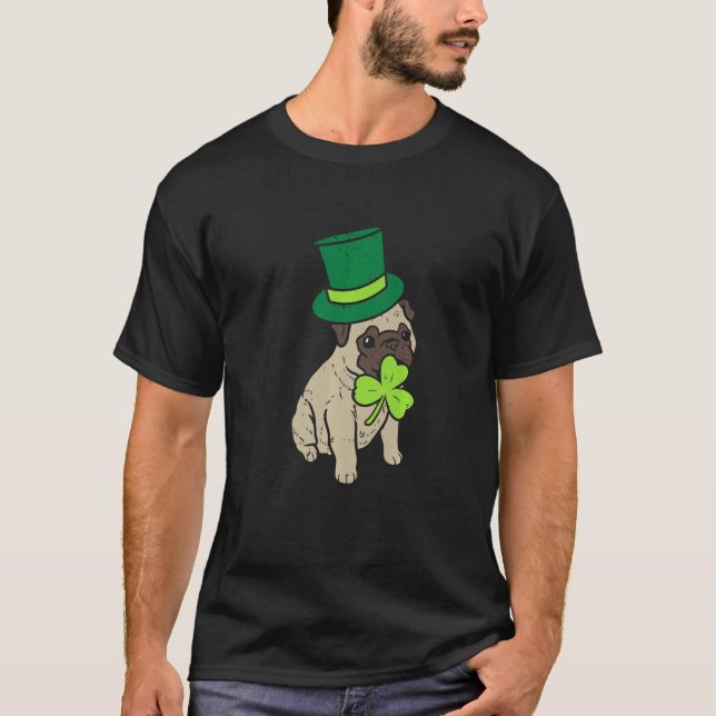 Happy St Patricks Day Irish Pug Dog Cute Saint Pad T-Shirt (Vorderseite)